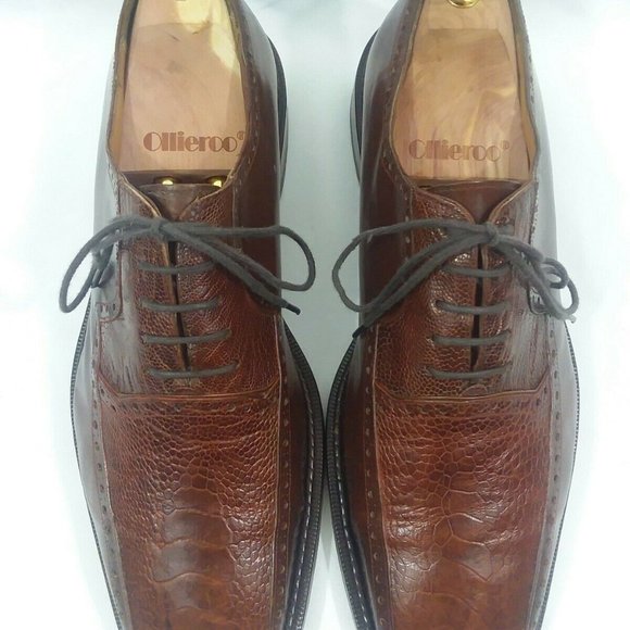 Mezlan \'Taranto\' Ostrich Leather Bike Toe Oxfords